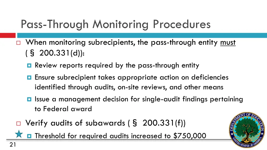 pass through monitoring procedures