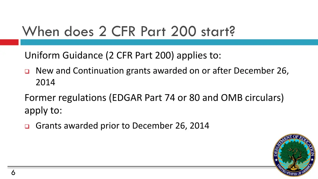 when does 2 cfr part 200 start