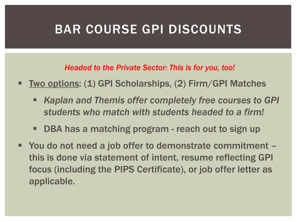 bar course gpi discounts