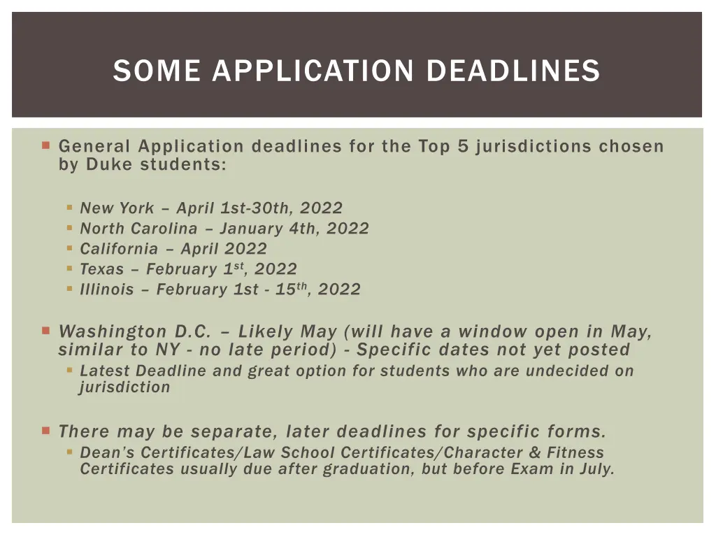 some application deadlines