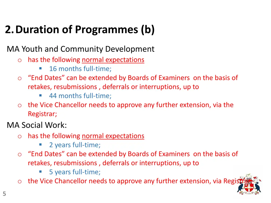 2 duration of programmes b