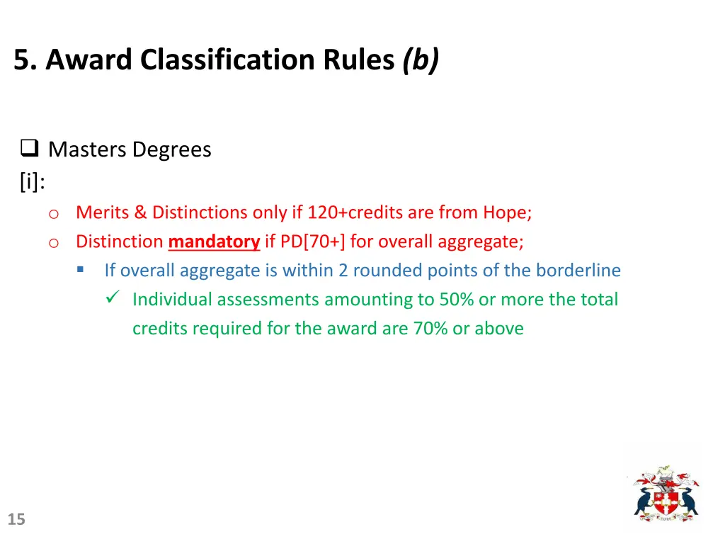 5 award classification rules b