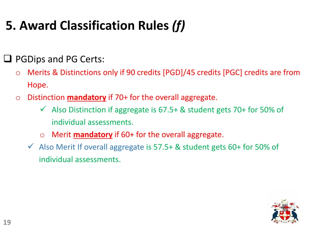 5 award classification rules f