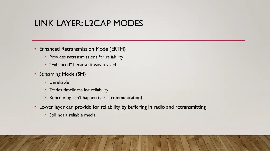 link layer l2cap modes