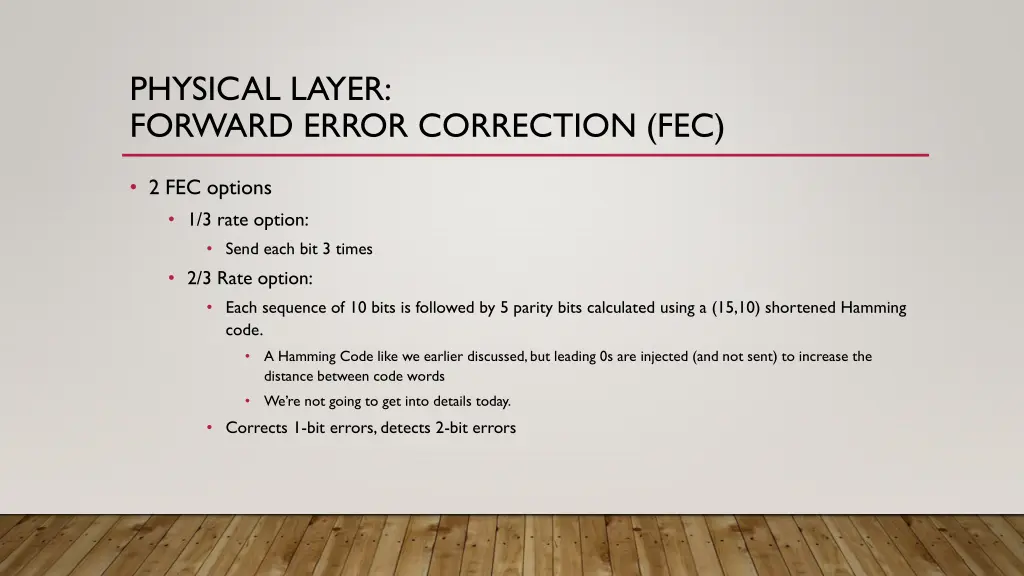 physical layer forward error correction fec