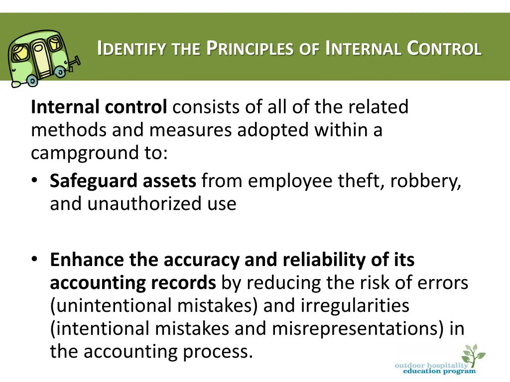 i dentify the p rinciples of i nternal c ontrol