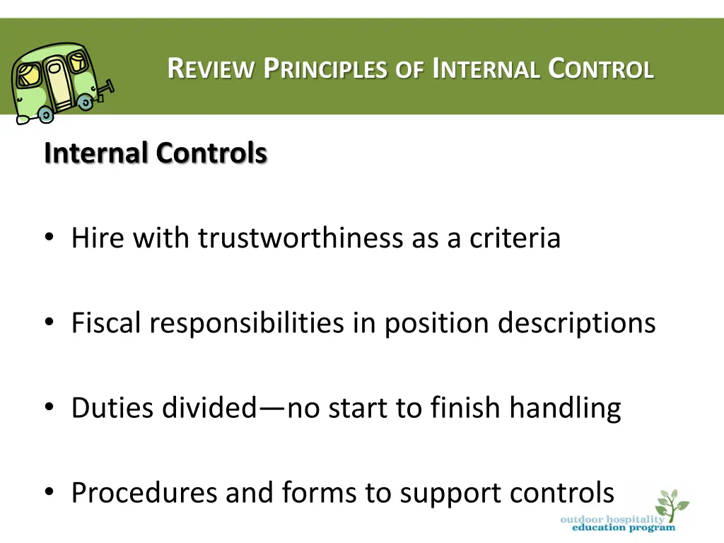 r eview p rinciples of i nternal c ontrol