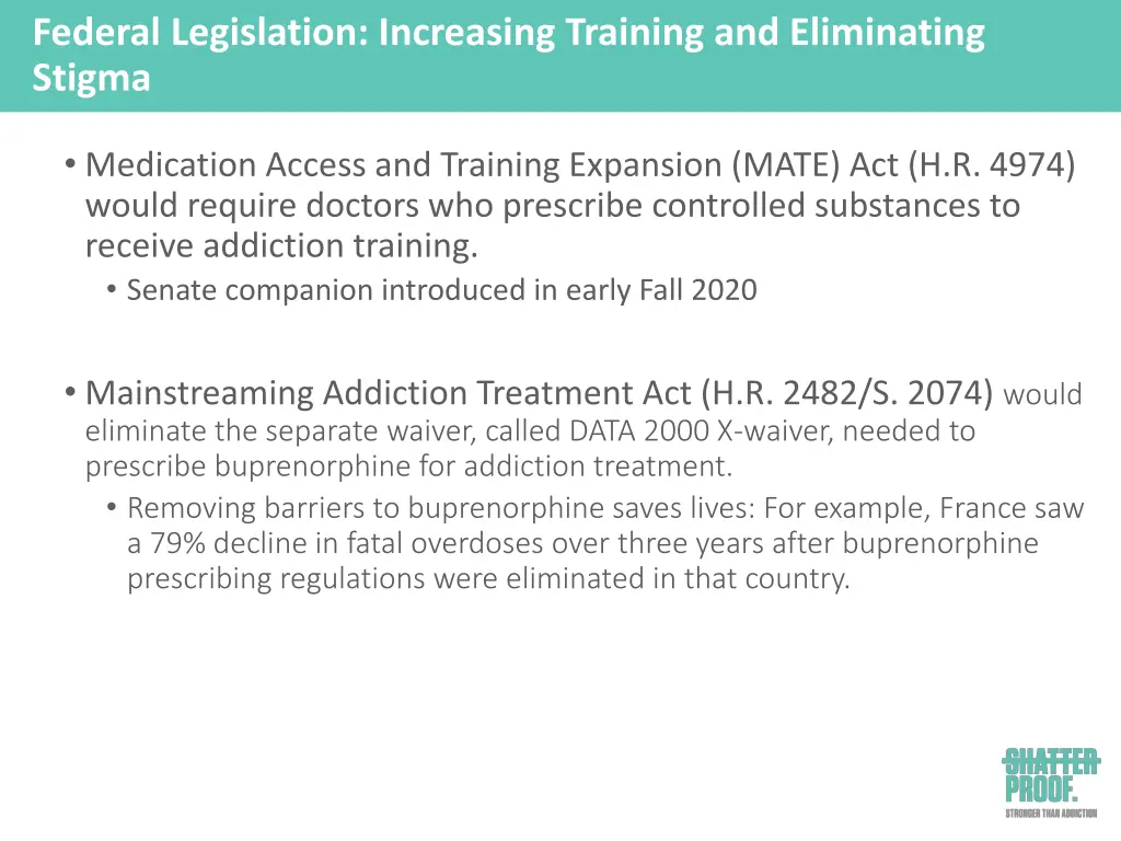 federal legislation increasing training