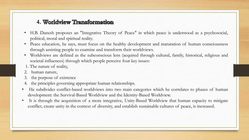 4 worldview transformation