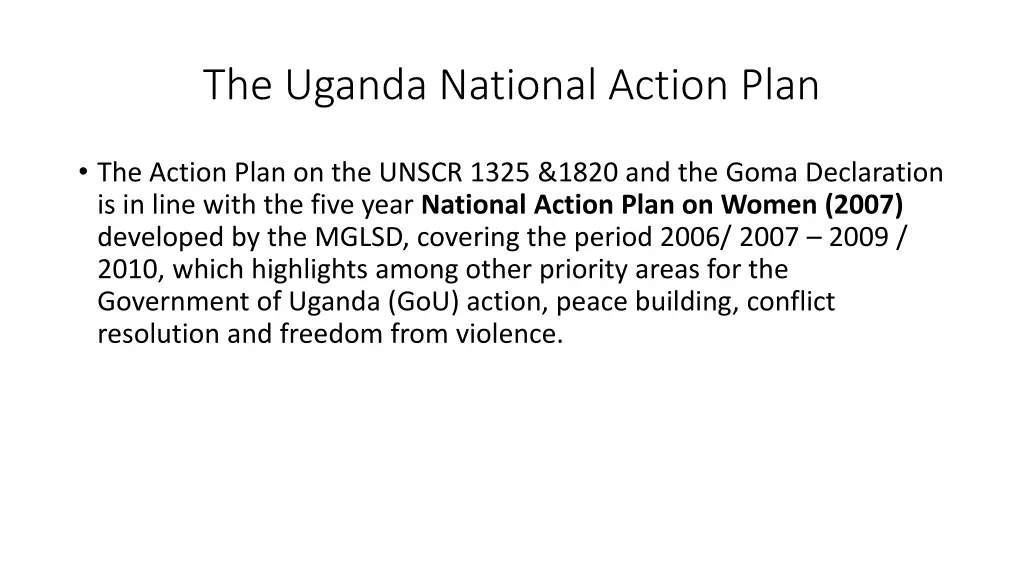 the uganda national action plan