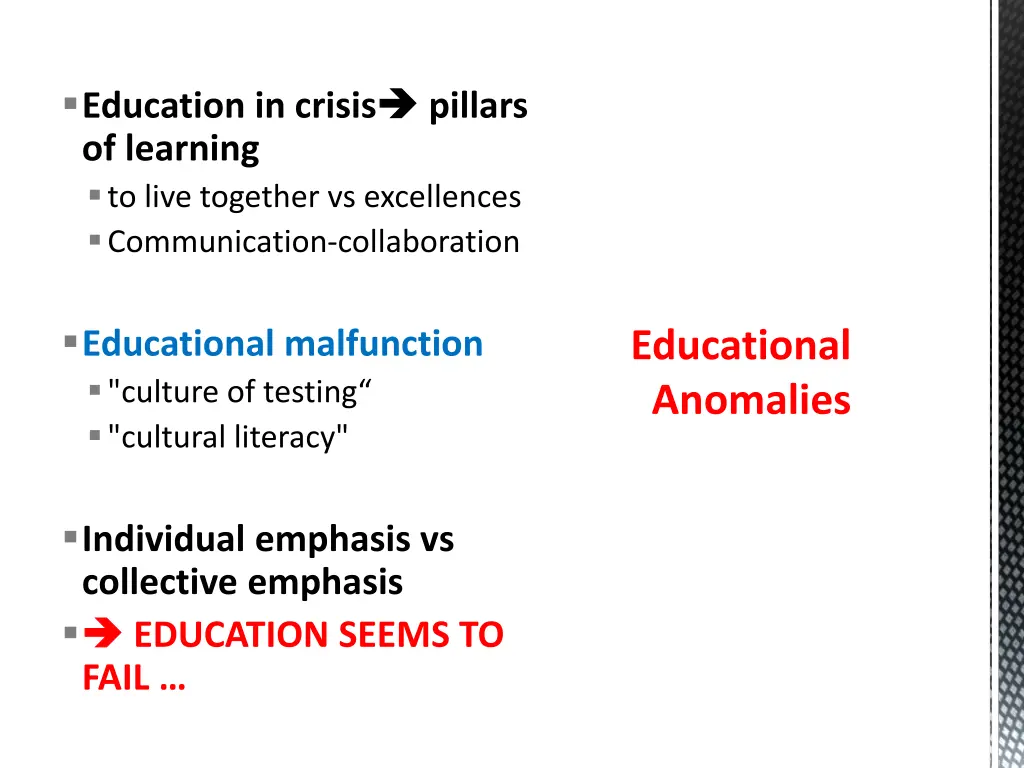 education in crisis of learning to live together