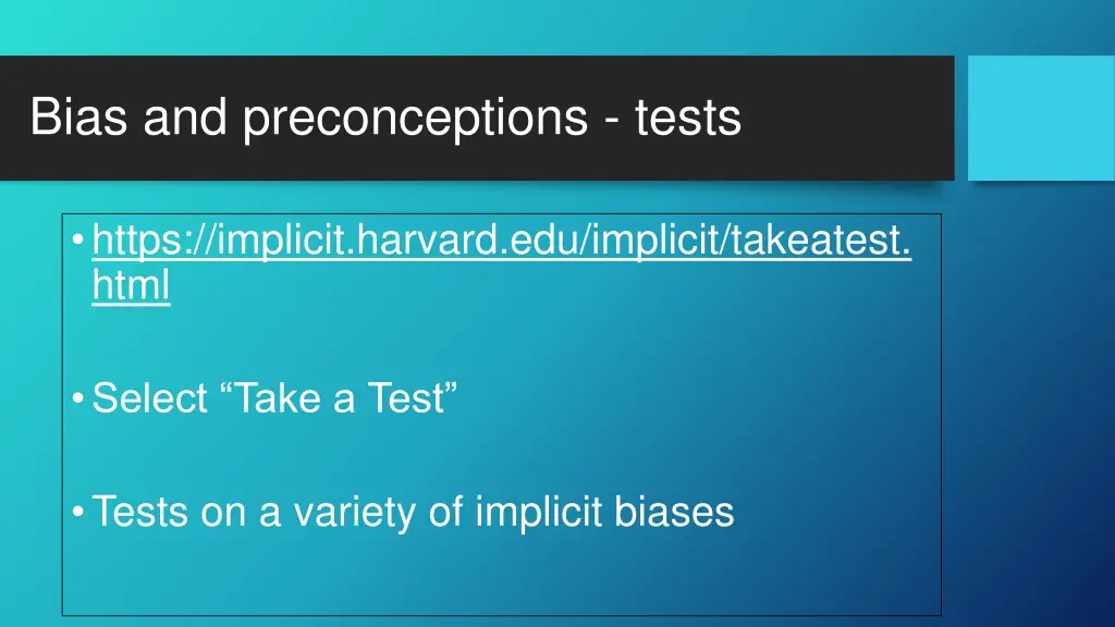 bias and preconceptions tests