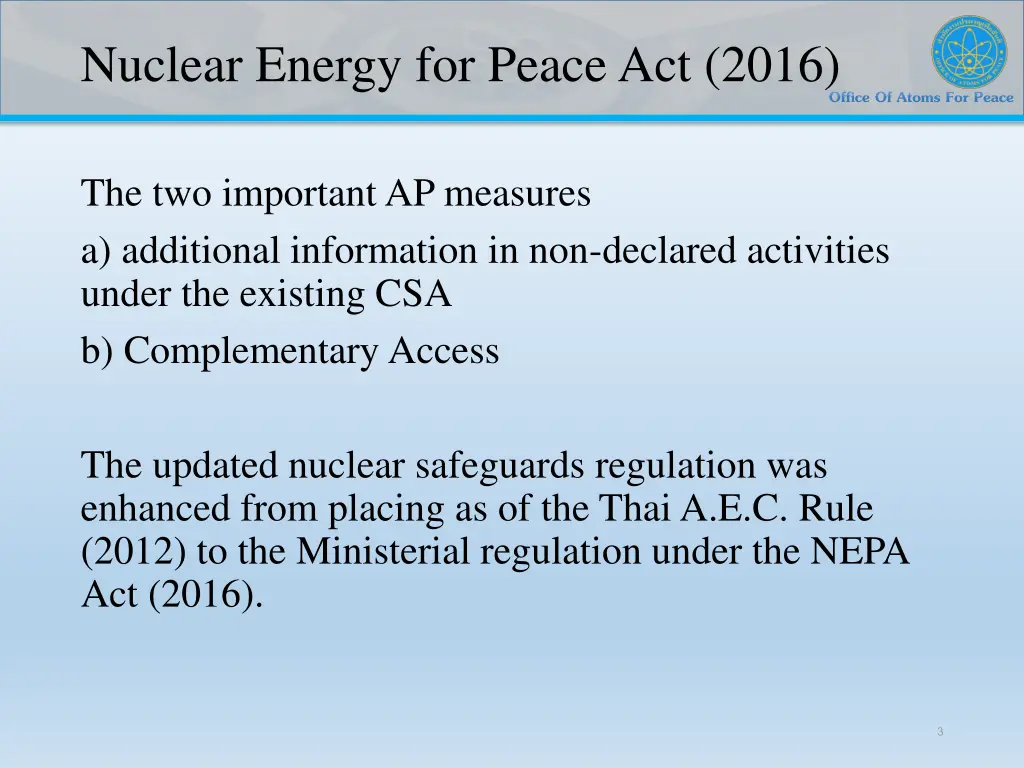 nuclear energy for peace act 2016