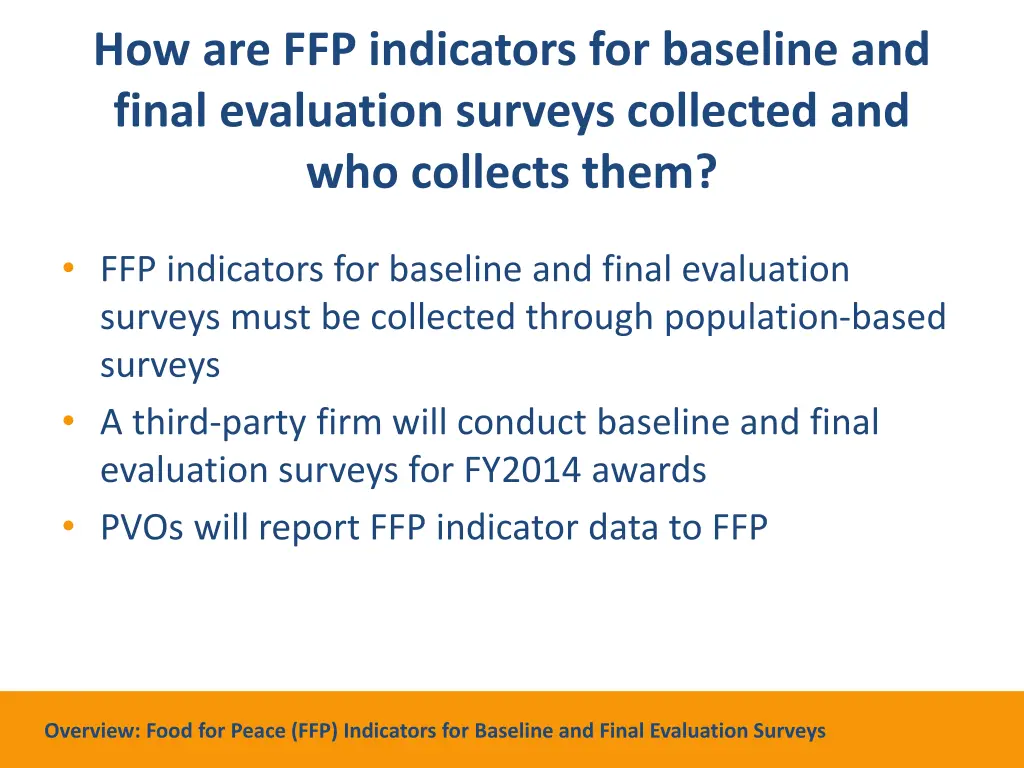 how are ffp indicators for baseline and final