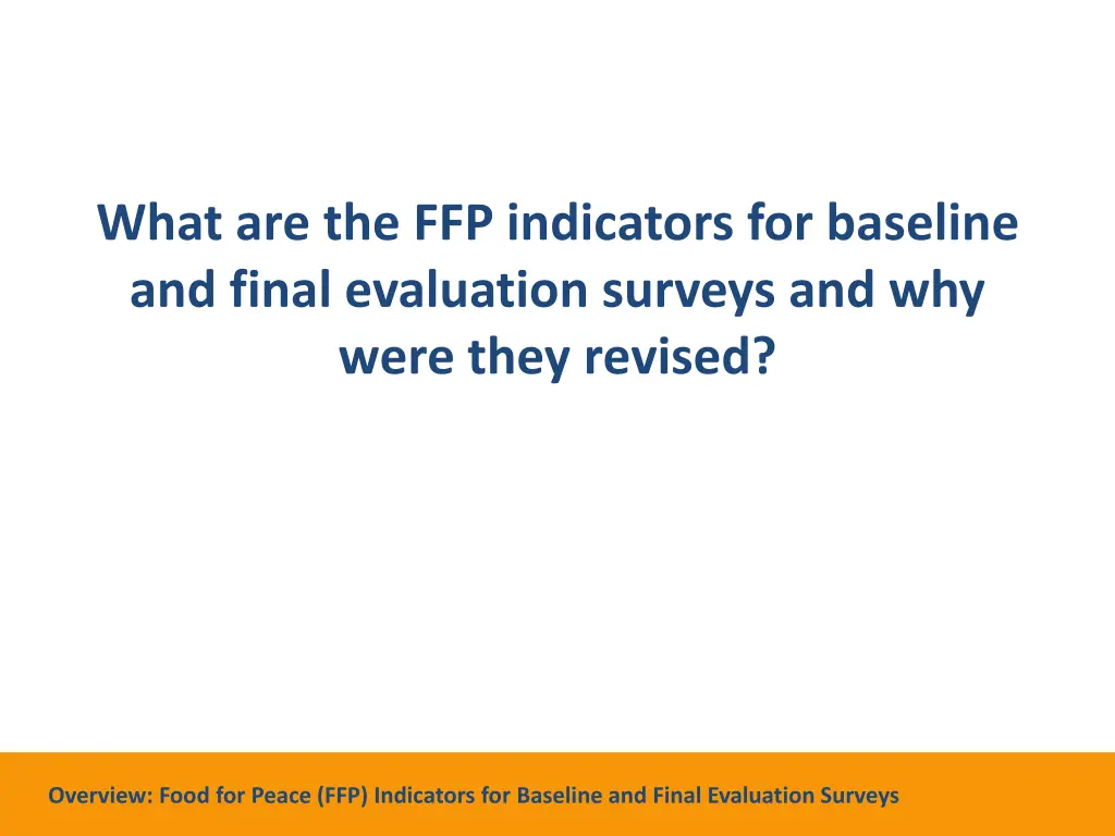 what are the ffp indicators for baseline