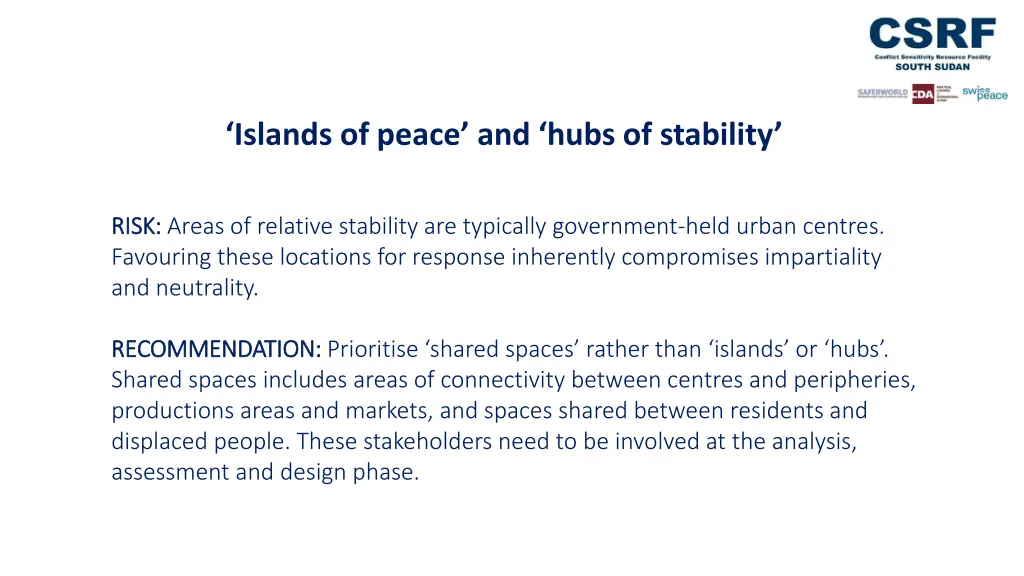 islands of peace and hubs of stability