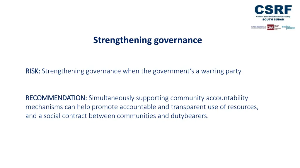 strengthening governance