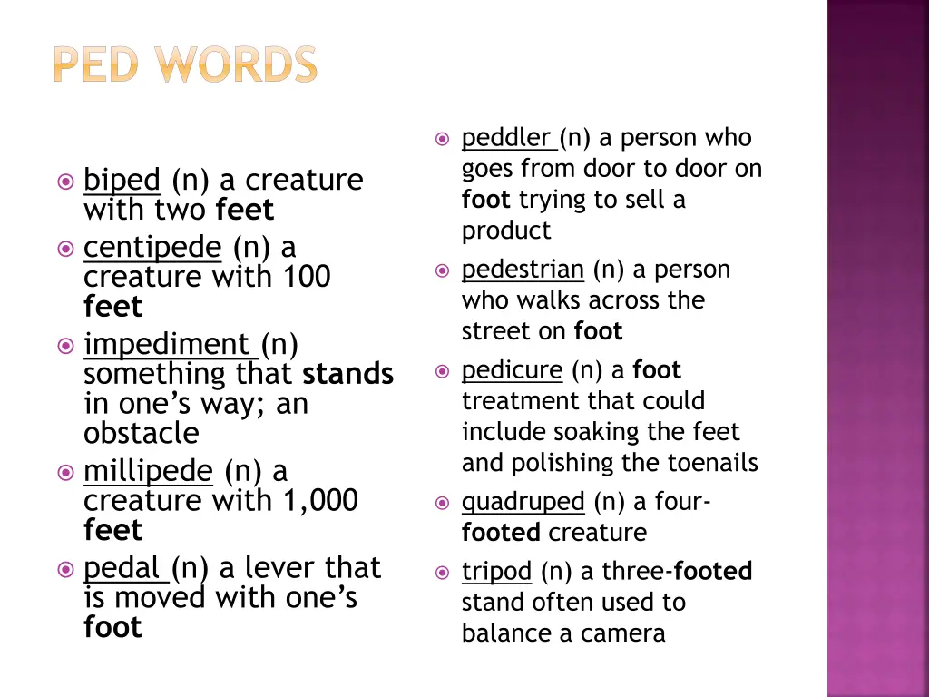 ped words