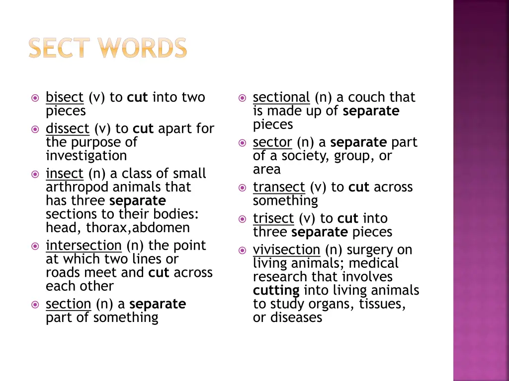 sect words