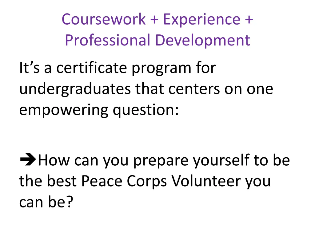 coursework experience professional development