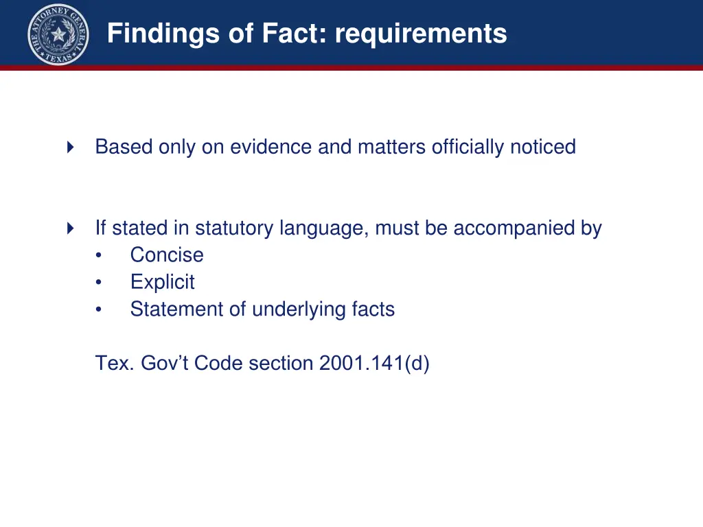 findings of fact requirements