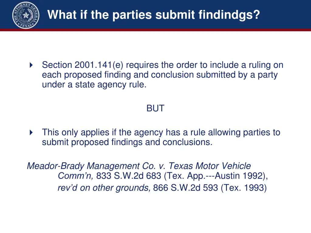 what if the parties submit findindgs