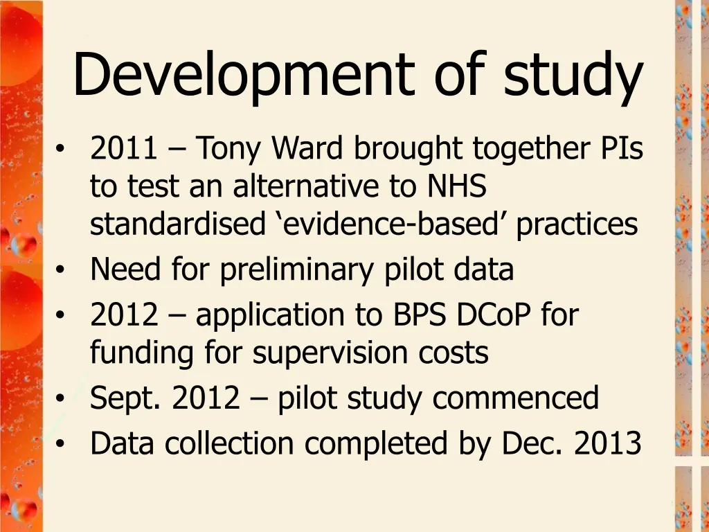 development of study