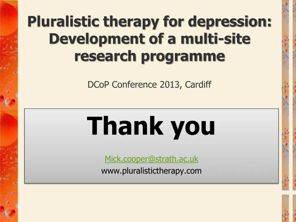 pluralistic therapy for depression development 1