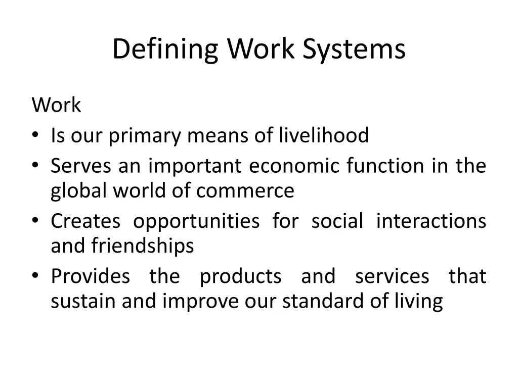 defining work systems