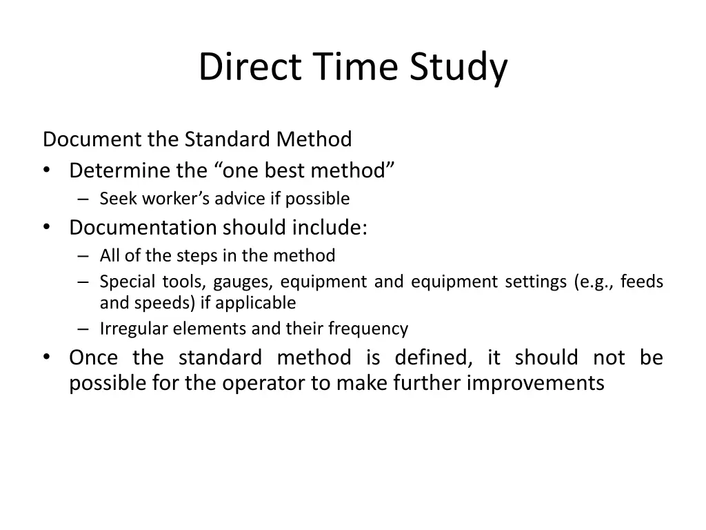 direct time study 2