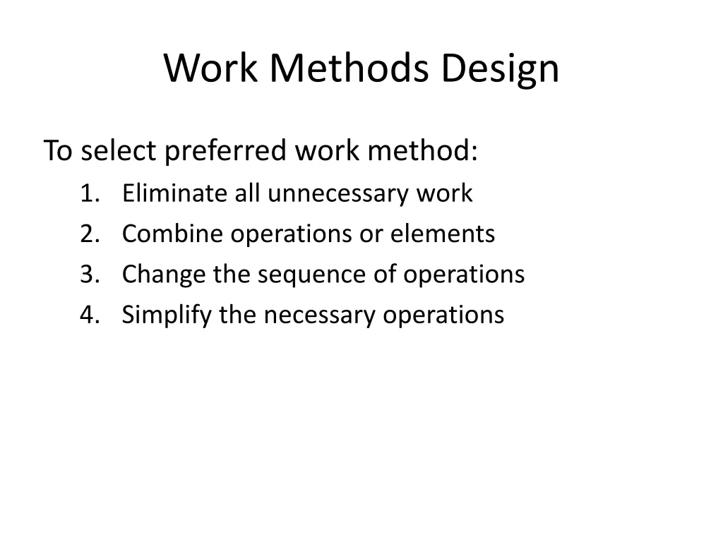 work methods design