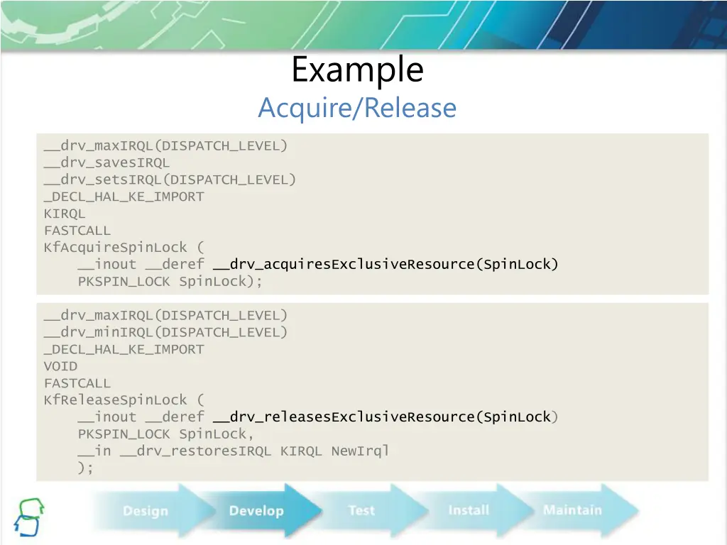 example acquire release