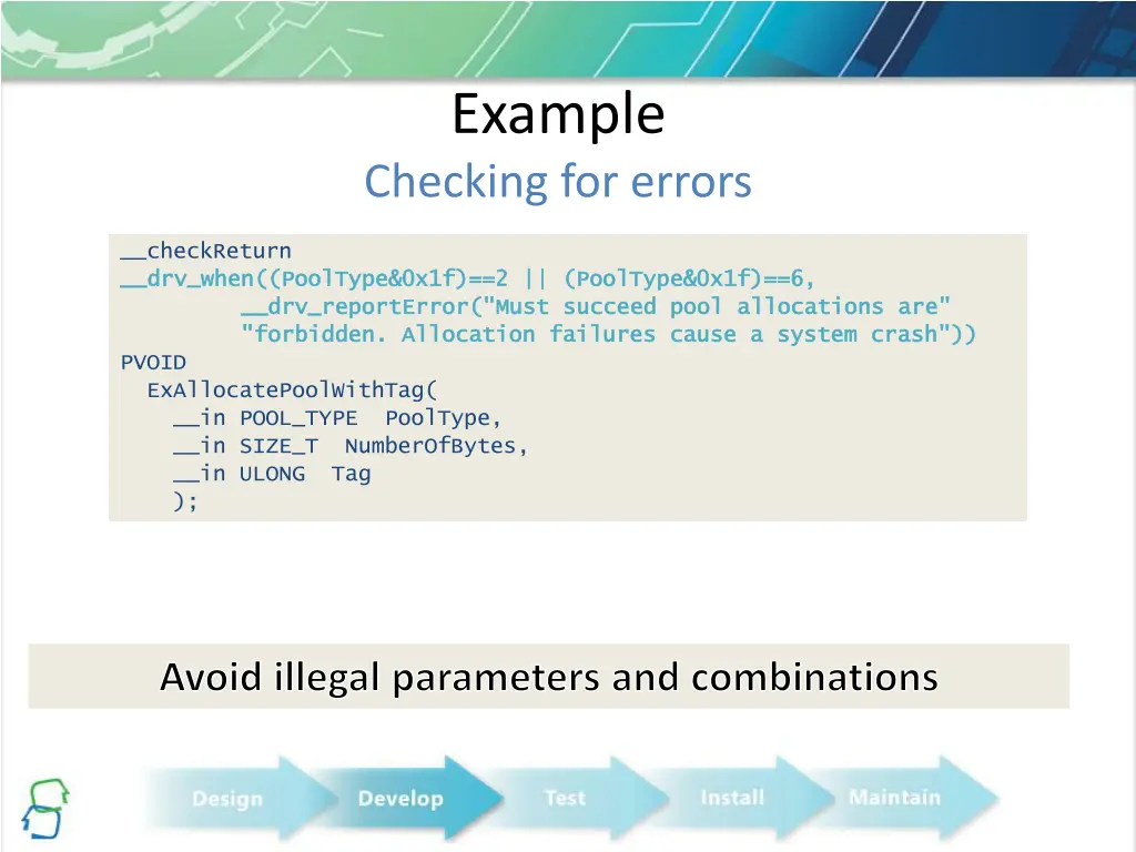 example checking for errors