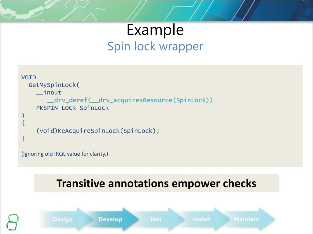 example spin lock wrapper