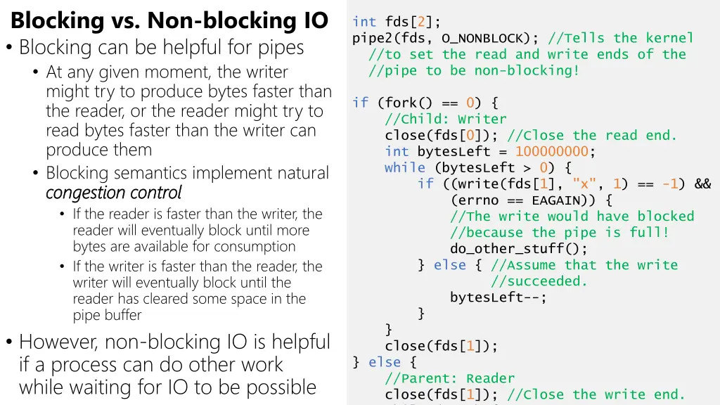 blocking vs non blocking io blocking