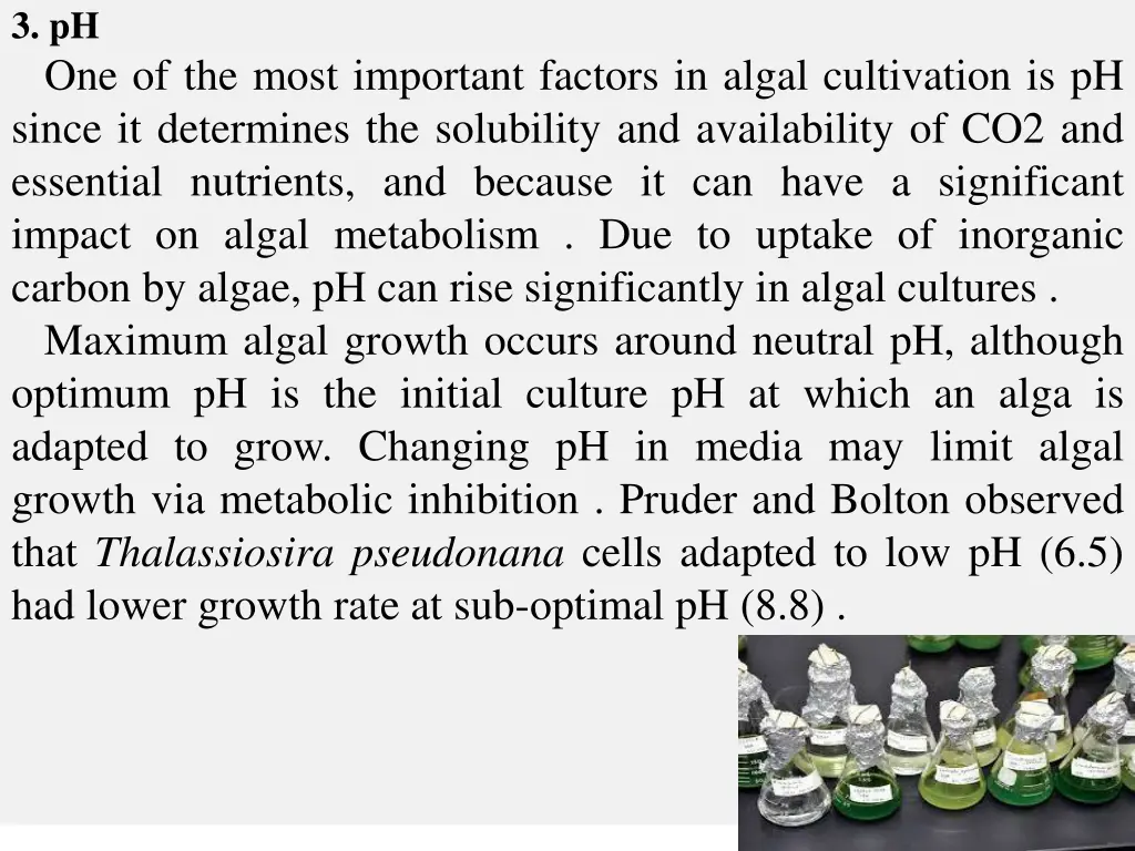 3 ph one of the most important factors in algal