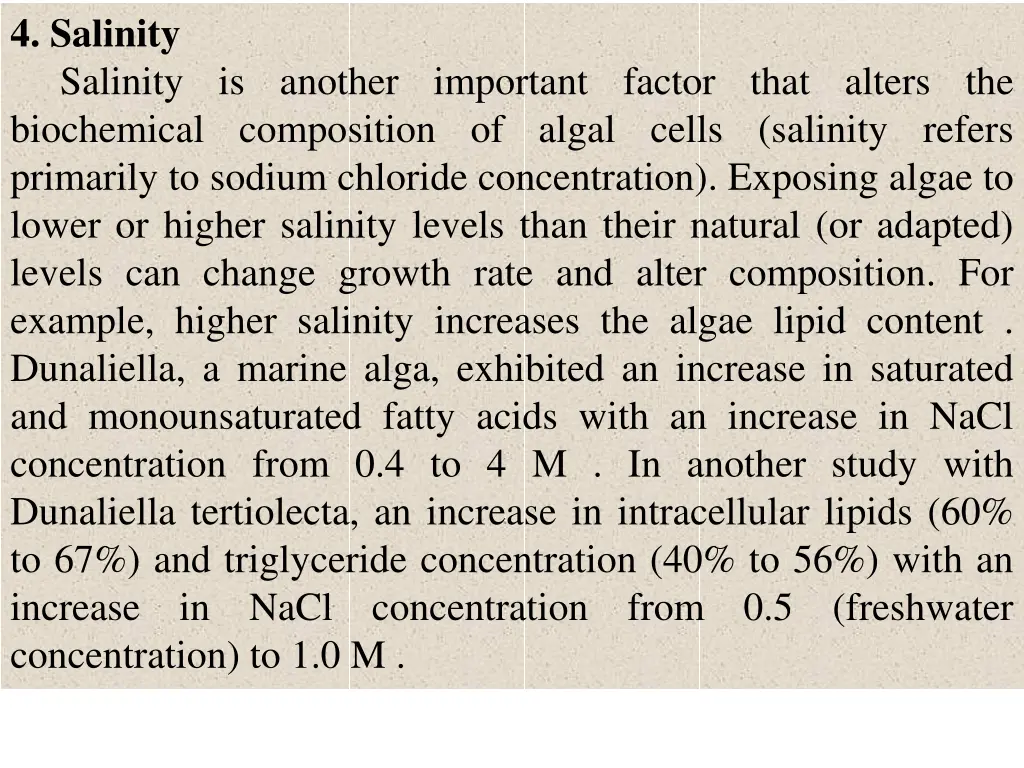 4 salinity salinity is another important factor