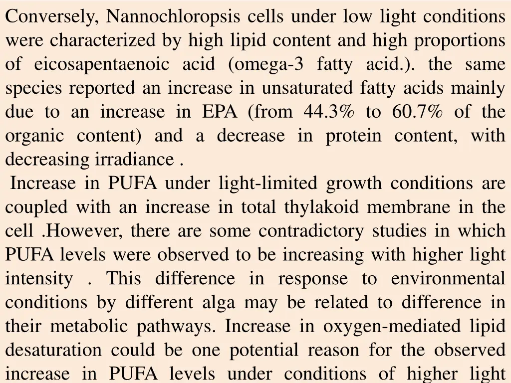 conversely nannochloropsis cells under low light