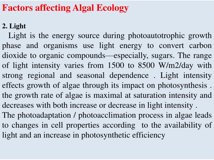 factors affecting algal ecology