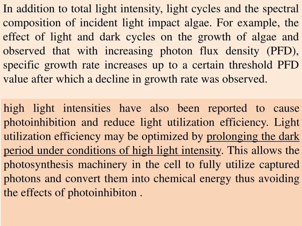 in addition to total light intensity light cycles