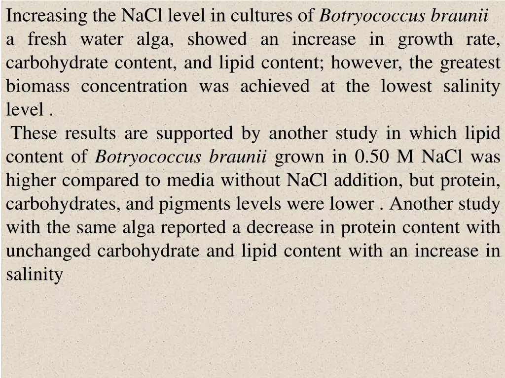 increasing the nacl level in cultures