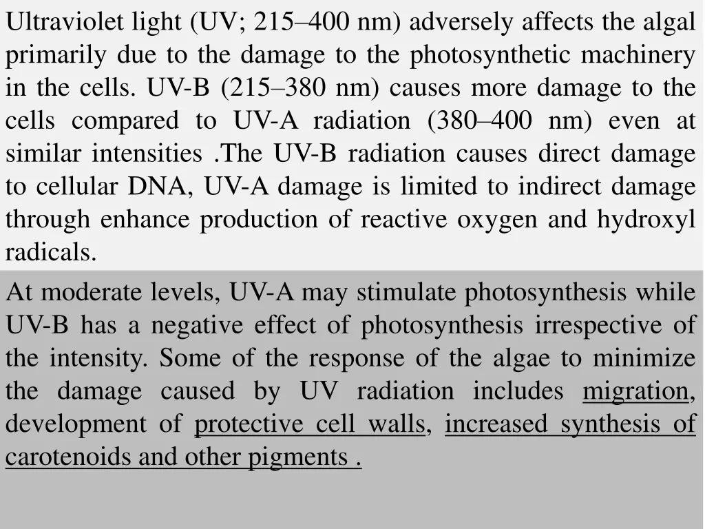 ultraviolet light uv 215 400 nm adversely affects