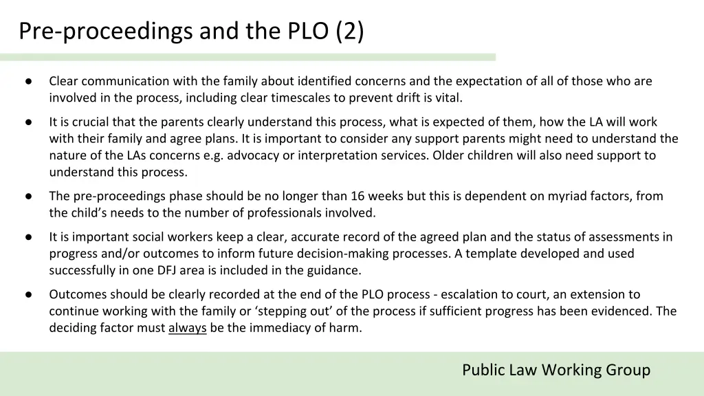 pre proceedings and the plo 2