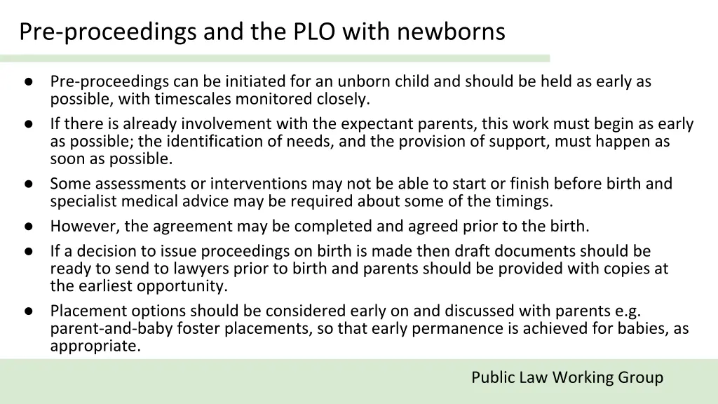 pre proceedings and the plo with newborns