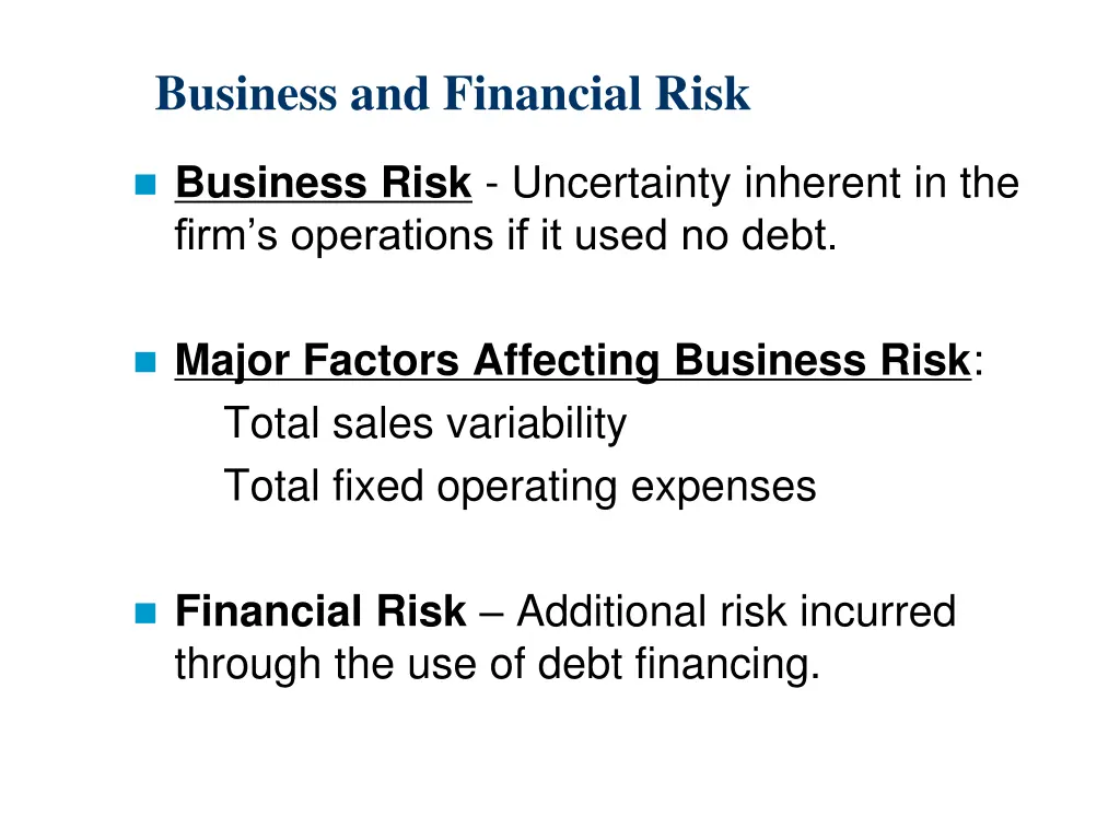 business and financial risk