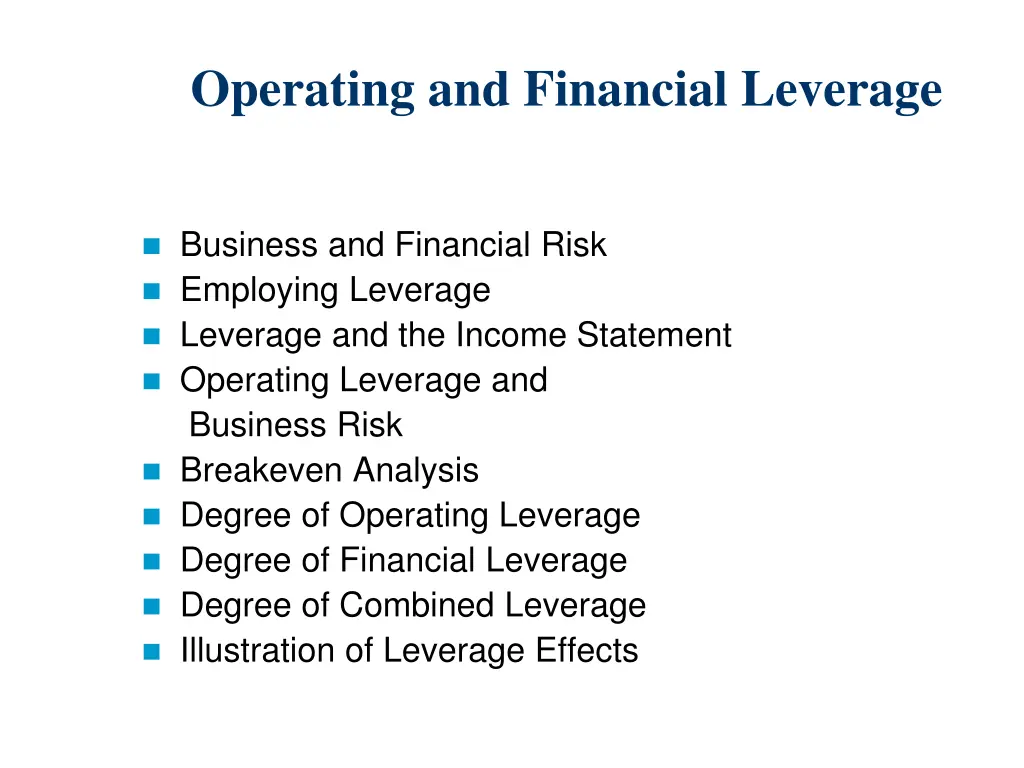 operating and financial leverage