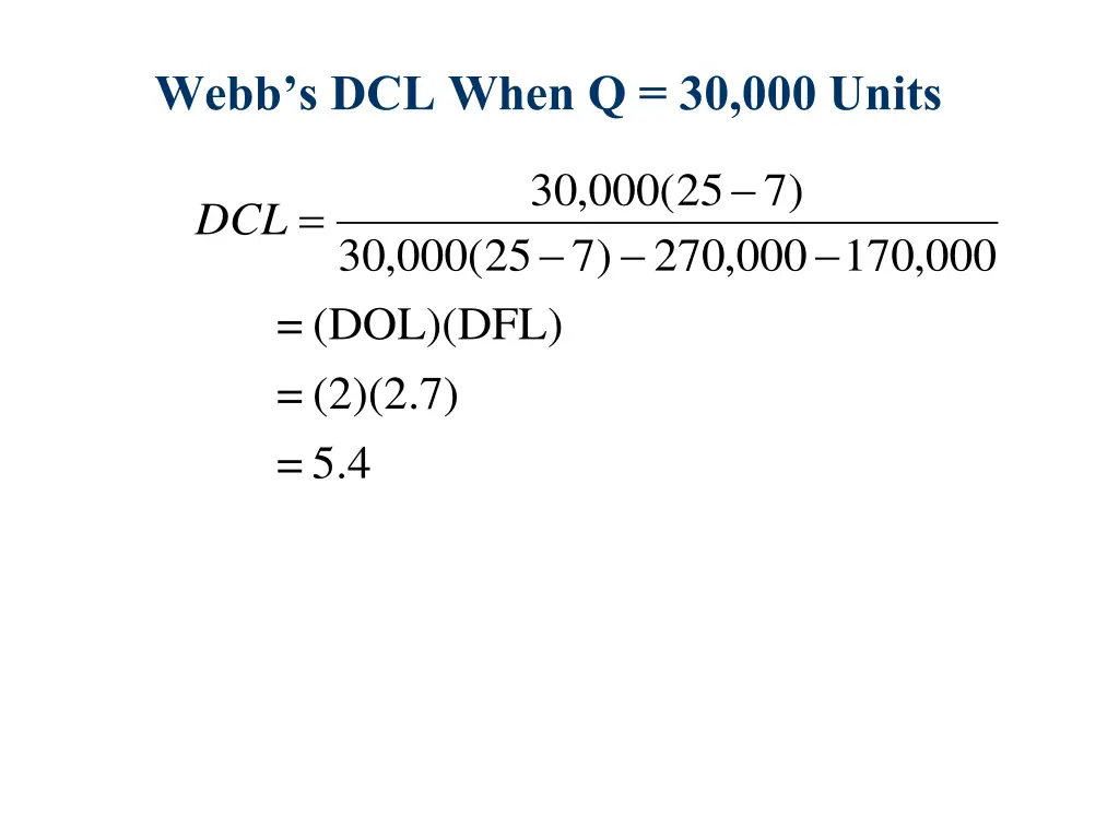 webb s dcl when q 30 000 units