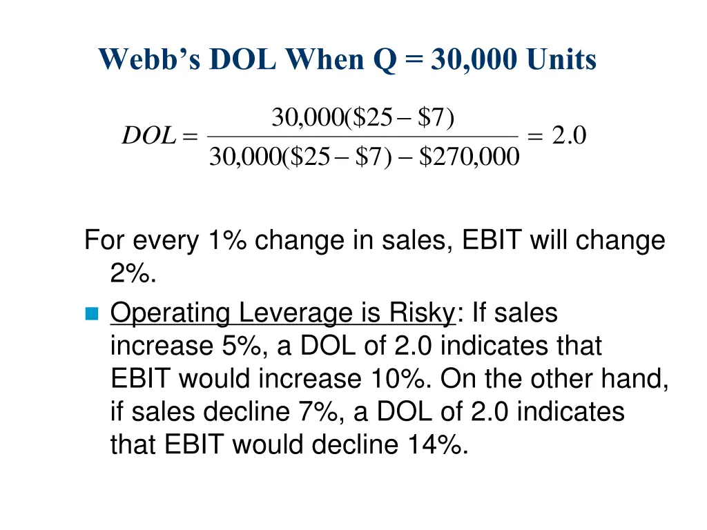 webb s dol when q 30 000 units