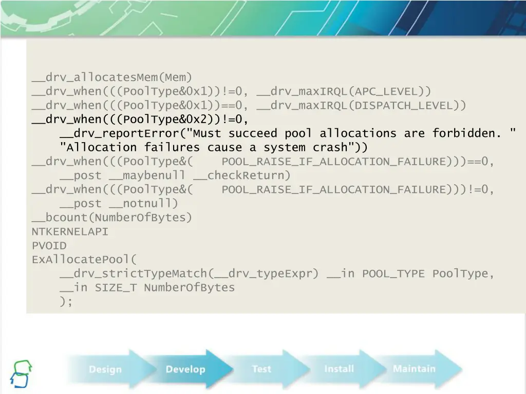 drv allocatesmem mem drv when pooltype 1