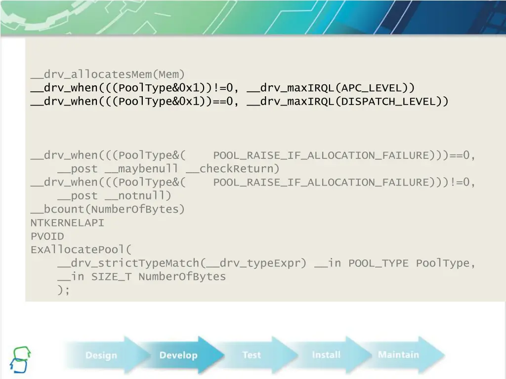 drv allocatesmem mem drv when pooltype